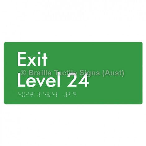 Braille Sign Exit Level 24 - Braille Tactile Signs Aust. - BTS270-24-grn - Custom Signs - Fast Shipping - High Quality - Australian Made & Owned