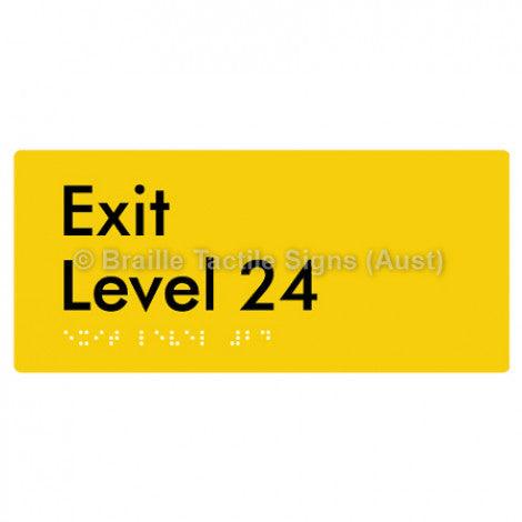 Braille Sign Exit Level 24 - Braille Tactile Signs Aust. - BTS270-24-yel - Custom Signs - Fast Shipping - High Quality - Australian Made & Owned