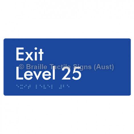 Braille Sign Exit Level 25 - Braille Tactile Signs Aust. - BTS270-25-blu - Custom Signs - Fast Shipping - High Quality - Australian Made & Owned