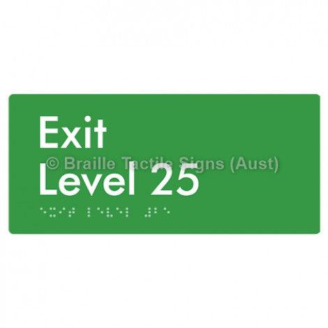 Braille Sign Exit Level 25 - Braille Tactile Signs Aust. - BTS270-25-grn - Custom Signs - Fast Shipping - High Quality - Australian Made & Owned