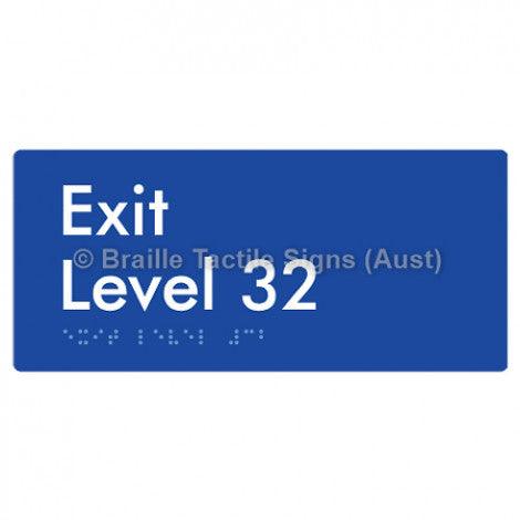 Braille Sign Exit Level 32 - Braille Tactile Signs Aust. - BTS270-32-blu - Custom Signs - Fast Shipping - High Quality - Australian Made & Owned