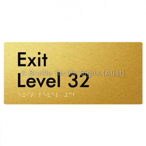 Braille Sign Exit Level 32 - Braille Tactile Signs Aust. - BTS270-32-aliG - Custom Signs - Fast Shipping - High Quality - Australian Made & Owned