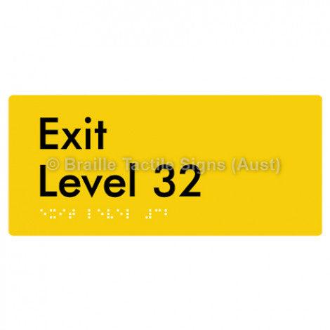 Braille Sign Exit Level 32 - Braille Tactile Signs Aust. - BTS270-32-yel - Custom Signs - Fast Shipping - High Quality - Australian Made & Owned