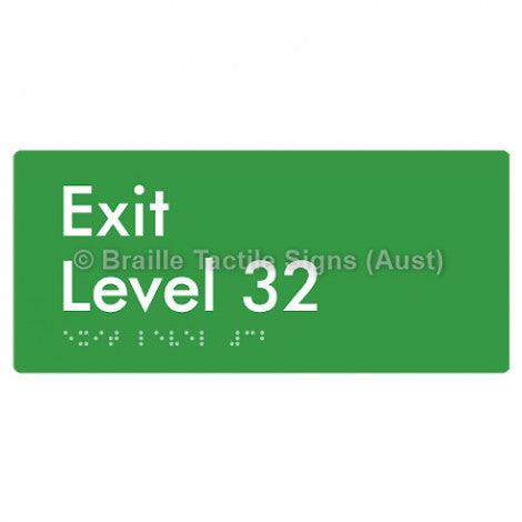 Braille Sign Exit Level 32 - Braille Tactile Signs Aust. - BTS270-32-grn - Custom Signs - Fast Shipping - High Quality - Australian Made & Owned