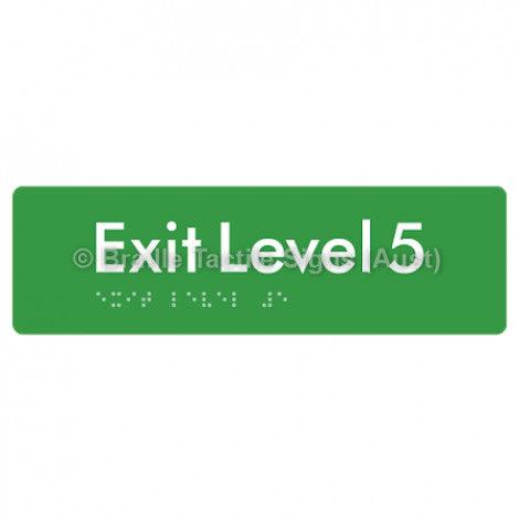 Braille Sign Exit Level 5 - Braille Tactile Signs Aust. - BTS278-05-grn - Custom Signs - Fast Shipping - High Quality - Australian Made & Owned