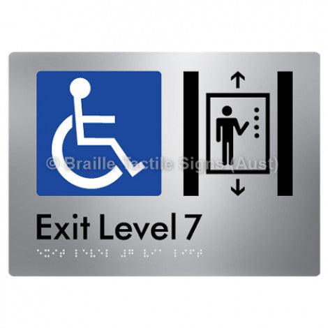Braille Sign Exit Level 7 Via Lift - Braille Tactile Signs Aust. - BTS271-07-aliS - Custom Signs - Fast Shipping - High Quality - Australian Made & Owned