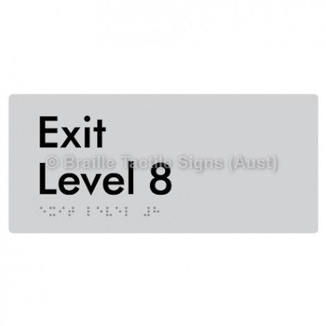 Braille Sign Exit Level 8 - Braille Tactile Signs Aust. - BTS270-08-slv - Custom Signs - Fast Shipping - High Quality - Australian Made & Owned