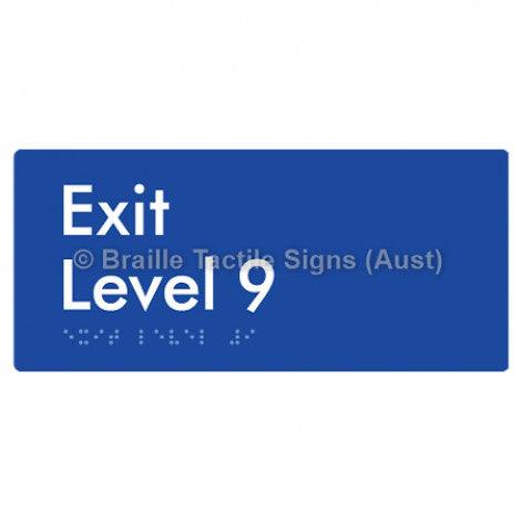 Braille Sign Exit Level 9 - Braille Tactile Signs Aust. - BTS270-09-blu - Custom Signs - Fast Shipping - High Quality - Australian Made & Owned