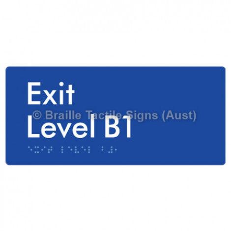 Braille Sign Exit Level B1 - Braille Tactile Signs Aust. - BTS270-B1-blu - Custom Signs - Fast Shipping - High Quality - Australian Made & Owned
