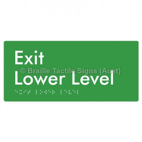 Braille Sign Exit Level Lower Level - Braille Tactile Signs Aust. - BTS270-LL-grn - Custom Signs - Fast Shipping - High Quality - Australian Made & Owned