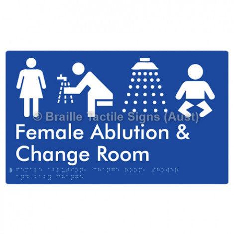 Braille Sign Female Ablution, Change Room, Shower & Baby Change - Braille Tactile Signs Aust. - BTS321-blu - Custom Signs - Fast Shipping - High Quality - Australian Made & Owned