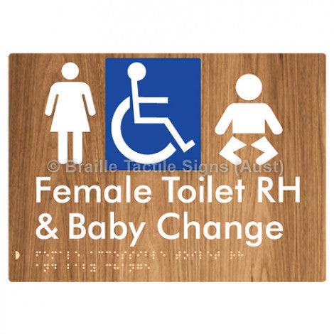 Braille Sign Female Accessible Toilet RH & Baby Change - Braille Tactile Signs Aust. - BTS372RH-wdg - Custom Signs - Fast Shipping - High Quality - Australian Made & Owned