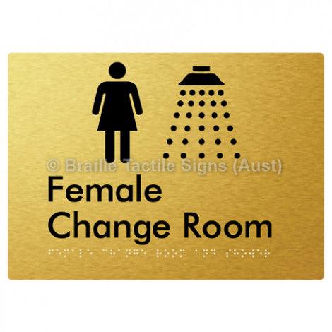 Braille Sign Female Change Room and Shower - Braille Tactile Signs Aust. - BTS374-aliG - Custom Signs - Fast Shipping - High Quality - Australian Made & Owned