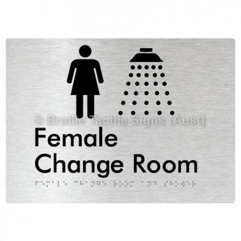 Braille Sign Female Change Room and Shower - Braille Tactile Signs Aust. - BTS374-aliB - Custom Signs - Fast Shipping - High Quality - Australian Made & Owned