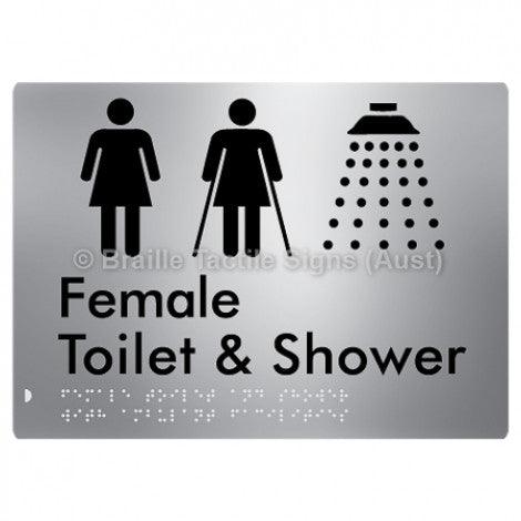 Braille Sign Female Toilet & Shower with Ambulant Facilities - Braille Tactile Signs Aust. - BTS305-aliS - Custom Signs - Fast Shipping - High Quality - Australian Made & Owned