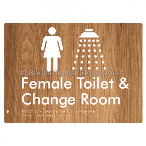 Braille Sign Female Toilet / Shower & Change Room - Braille Tactile Signs Aust. - BTS282-wdg - Custom Signs - Fast Shipping - High Quality - Australian Made & Owned
