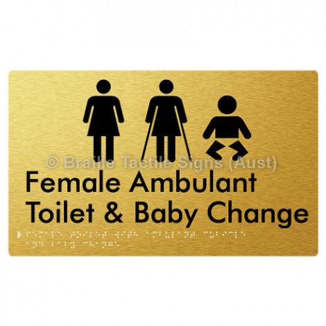 Braille Sign Female Toilet with Ambulant Cubicle and Baby Change - Braille Tactile Signs Aust. - BTS358-aliG - Custom Signs - Fast Shipping - High Quality - Australian Made & Owned