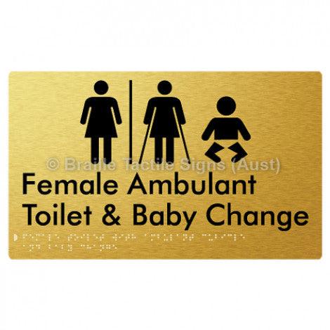 Braille Sign Female Toilet with Ambulant Cubicle and Baby Change w/ Air Lock - Braille Tactile Signs Aust. - BTS358-AL-aliG - Custom Signs - Fast Shipping - High Quality - Australian Made & Owned