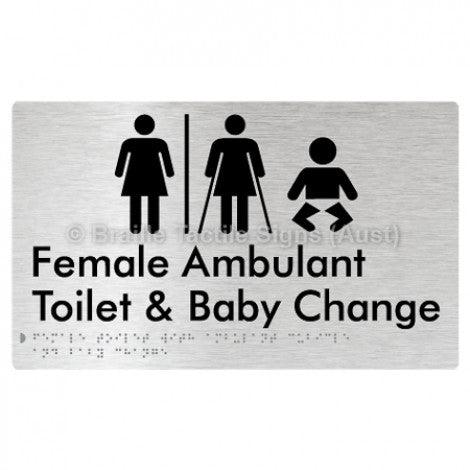 Braille Sign Female Toilet with Ambulant Cubicle and Baby Change w/ Air Lock - Braille Tactile Signs Aust. - BTS358-AL-aliB - Custom Signs - Fast Shipping - High Quality - Australian Made & Owned