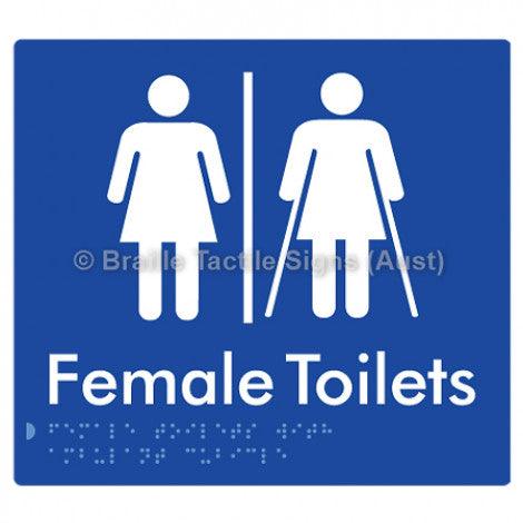 Braille Sign Female Toilets with Ambulant Cubicle w/ Air Lock - Braille Tactile Signs Aust. - BTS235-AL-blu - Custom Signs - Fast Shipping - High Quality - Australian Made & Owned