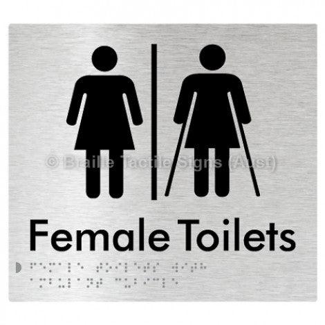 Braille Sign Female Toilets with Ambulant Cubicle w/ Air Lock - Braille Tactile Signs Aust. - BTS235-AL-aliB - Custom Signs - Fast Shipping - High Quality - Australian Made & Owned