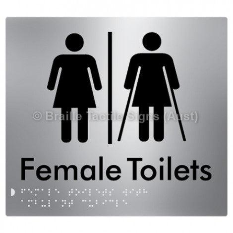 Braille Sign Female Toilets with Ambulant Cubicle w/ Air Lock - Braille Tactile Signs Aust. - BTS235-AL-aliS - Custom Signs - Fast Shipping - High Quality - Australian Made & Owned