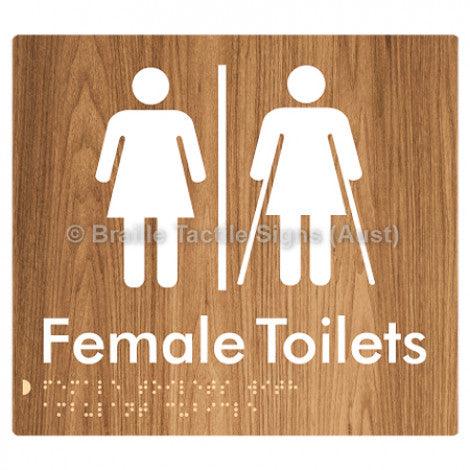 Braille Sign Female Toilets with Ambulant Cubicle w/ Air Lock - Braille Tactile Signs Aust. - BTS235-AL-wdg - Custom Signs - Fast Shipping - High Quality - Australian Made & Owned