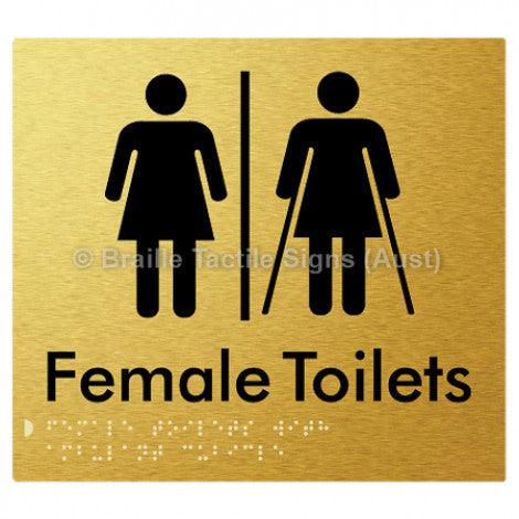 Braille Sign Female Toilets with Ambulant Cubicle w/ Air Lock - Braille Tactile Signs Aust. - BTS235-AL-aliG - Custom Signs - Fast Shipping - High Quality - Australian Made & Owned