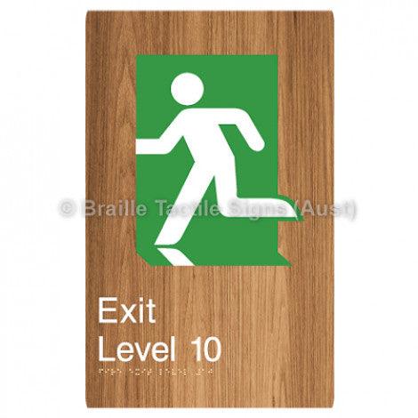 Braille Sign Fire Exit Level 10 - Braille Tactile Signs Aust. - BTS279-10-wdg - Custom Signs - Fast Shipping - High Quality - Australian Made & Owned