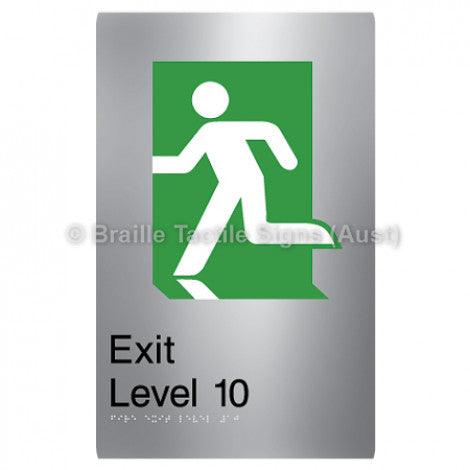 Braille Sign Fire Exit Level 10 - Braille Tactile Signs Aust. - BTS279-10-aliS - Custom Signs - Fast Shipping - High Quality - Australian Made & Owned
