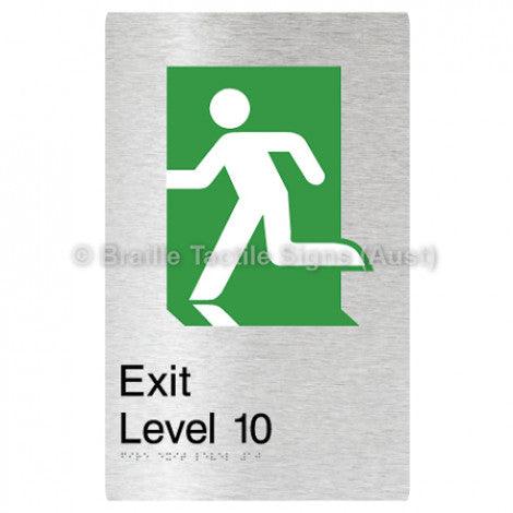 Braille Sign Fire Exit Level 10 - Braille Tactile Signs Aust. - BTS279-10-aliB - Custom Signs - Fast Shipping - High Quality - Australian Made & Owned