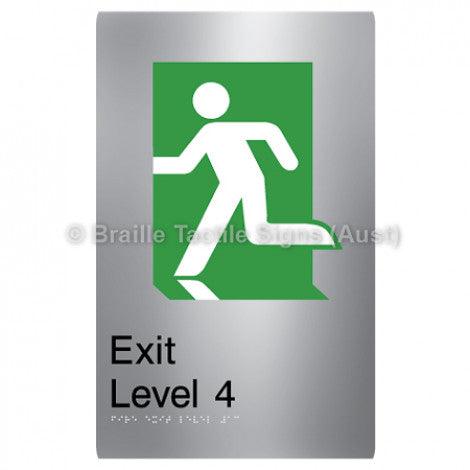 Braille Sign Fire Exit Level 4 - Braille Tactile Signs Aust. - BTS279-04-aliS - Custom Signs - Fast Shipping - High Quality - Australian Made & Owned