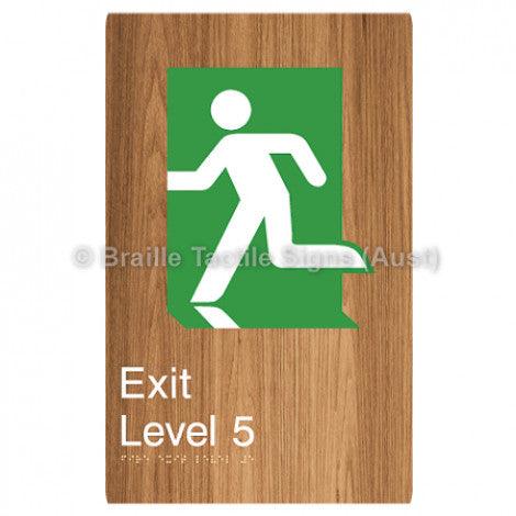 Braille Sign Fire Exit Level 5 - Braille Tactile Signs Aust. - BTS279-05-wdg - Custom Signs - Fast Shipping - High Quality - Australian Made & Owned