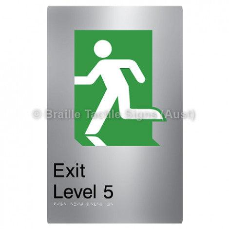 Braille Sign Fire Exit Level 5 - Braille Tactile Signs Aust. - BTS279-05-aliS - Custom Signs - Fast Shipping - High Quality - Australian Made & Owned