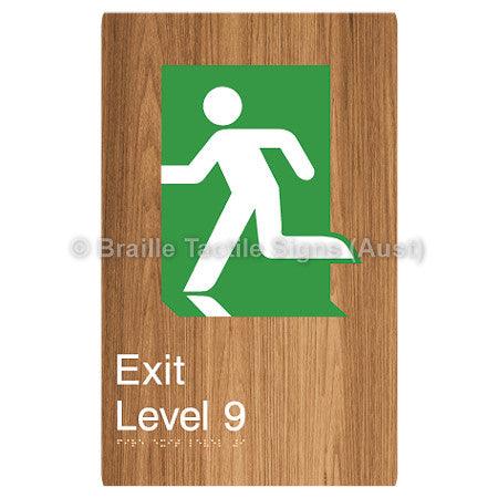 Braille Sign Fire Exit Level 9 - Braille Tactile Signs Aust. - BTS279-09-wdg - Custom Signs - Fast Shipping - High Quality - Australian Made & Owned