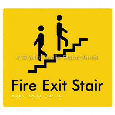 Braille Sign Fire Exit Stair - Braille Tactile Signs Aust. - BTS108-yel - Custom Signs - Fast Shipping - High Quality - Australian Made & Owned