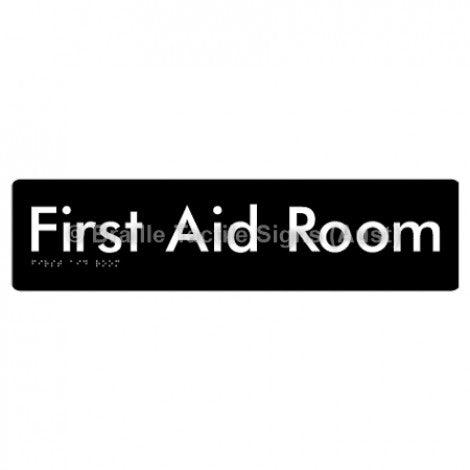 Braille Sign First Aid Room - Braille Tactile Signs Aust. - BTS55-blk - Custom Signs - Fast Shipping - High Quality - Australian Made & Owned