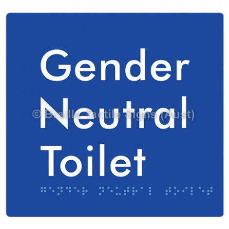 Braille Sign Gender Neutral Toilet - Braille Tactile Signs Aust. - BTS339-blu - Custom Signs - Fast Shipping - High Quality - Australian Made & Owned
