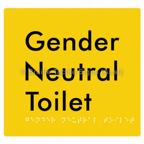 Braille Sign Gender Neutral Toilet - Braille Tactile Signs Aust. - BTS339-yel - Custom Signs - Fast Shipping - High Quality - Australian Made & Owned