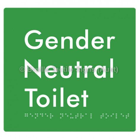 Braille Sign Gender Neutral Toilet - Braille Tactile Signs Aust. - BTS339-grn - Custom Signs - Fast Shipping - High Quality - Australian Made & Owned