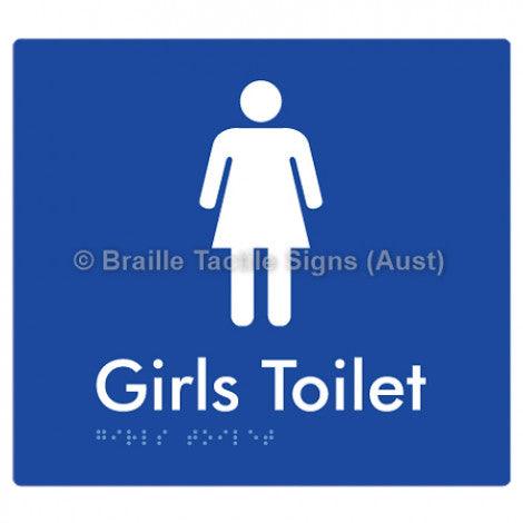 Braille Sign Girls Toilet - Braille Tactile Signs Aust. - BTS45n-blu - Custom Signs - Fast Shipping - High Quality - Australian Made & Owned