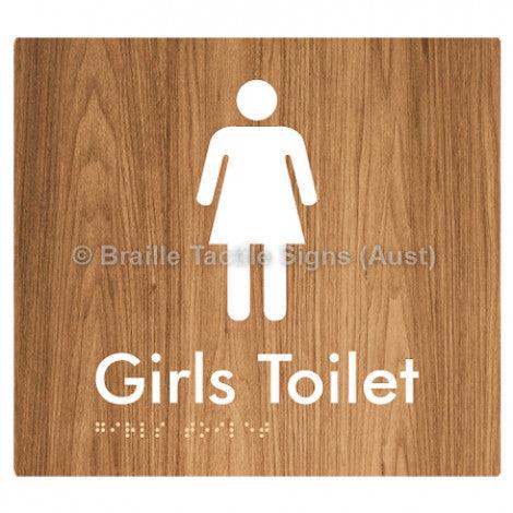 Braille Sign Girls Toilet - Braille Tactile Signs Aust. - BTS45n-wdg - Custom Signs - Fast Shipping - High Quality - Australian Made & Owned