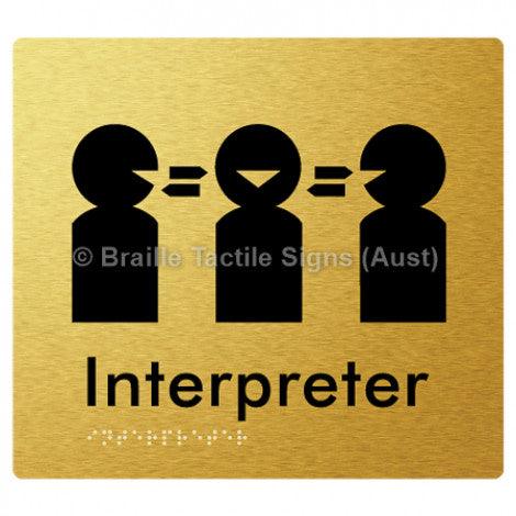 Braille Sign Interpreter - Braille Tactile Signs Aust. - BTS260-aliG - Custom Signs - Fast Shipping - High Quality - Australian Made & Owned