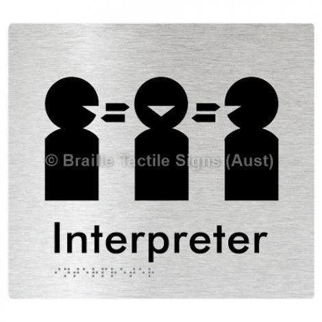 Braille Sign Interpreter - Braille Tactile Signs Aust. - BTS260-aliB - Custom Signs - Fast Shipping - High Quality - Australian Made & Owned