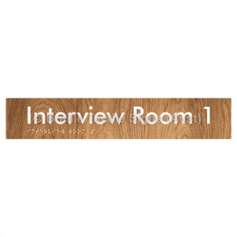 Braille Sign Interview Room 1 - Braille Tactile Signs Aust. - BTS250-01-wdg - Custom Signs - Fast Shipping - High Quality - Australian Made & Owned
