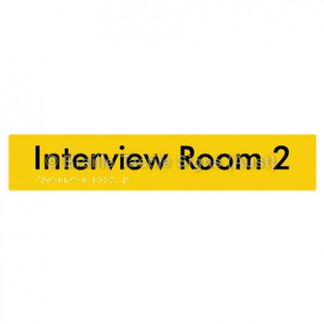 Braille Sign Interview Room 2 - Braille Tactile Signs Aust. - BTS250-02-yel - Custom Signs - Fast Shipping - High Quality - Australian Made & Owned