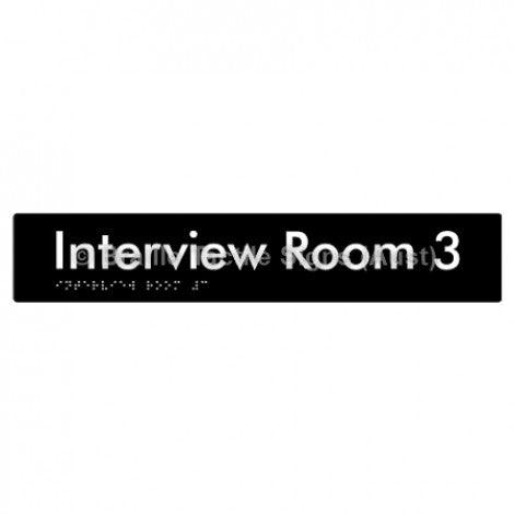 Braille Sign Interview Room 3 - Braille Tactile Signs Aust. - BTS250-03-blk - Custom Signs - Fast Shipping - High Quality - Australian Made & Owned