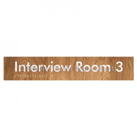 Braille Sign Interview Room 3 - Braille Tactile Signs Aust. - BTS250-03-wdg - Custom Signs - Fast Shipping - High Quality - Australian Made & Owned