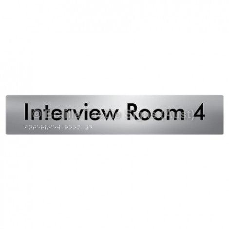 Braille Sign Interview Room 4 - Braille Tactile Signs Aust. - BTS250-04-aliS - Custom Signs - Fast Shipping - High Quality - Australian Made & Owned