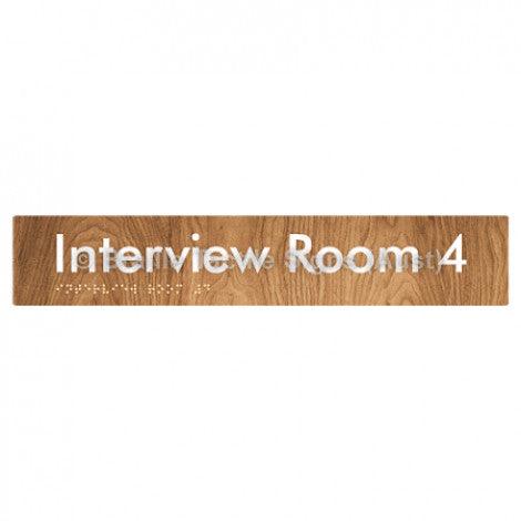 Braille Sign Interview Room 4 - Braille Tactile Signs Aust. - BTS250-04-wdg - Custom Signs - Fast Shipping - High Quality - Australian Made & Owned